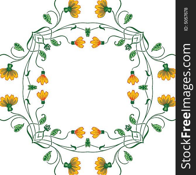 Abstract frame with floral ornament - graphic illustration