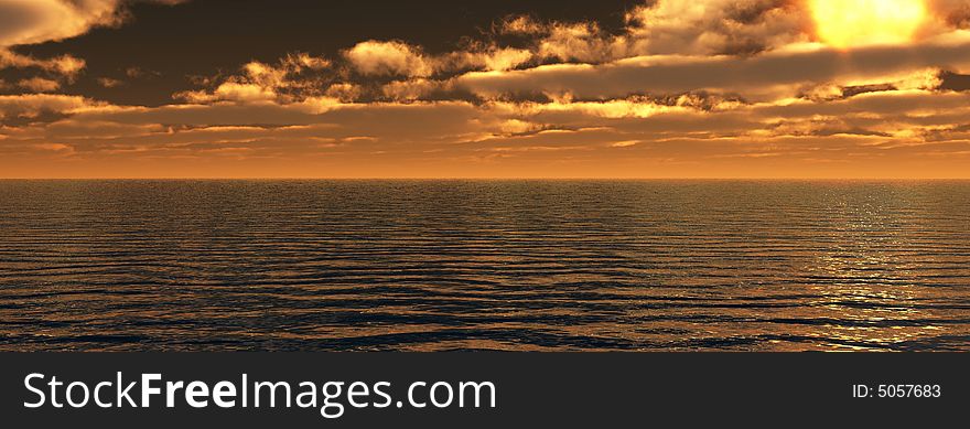 Beautiful sea and sky at sunset - digital artwork. Beautiful sea and sky at sunset - digital artwork