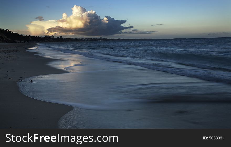 Sunset in bournemouth with dramatic sky