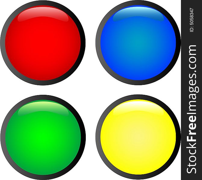 4 multi-coloured round buttons. 4 multi-coloured round buttons