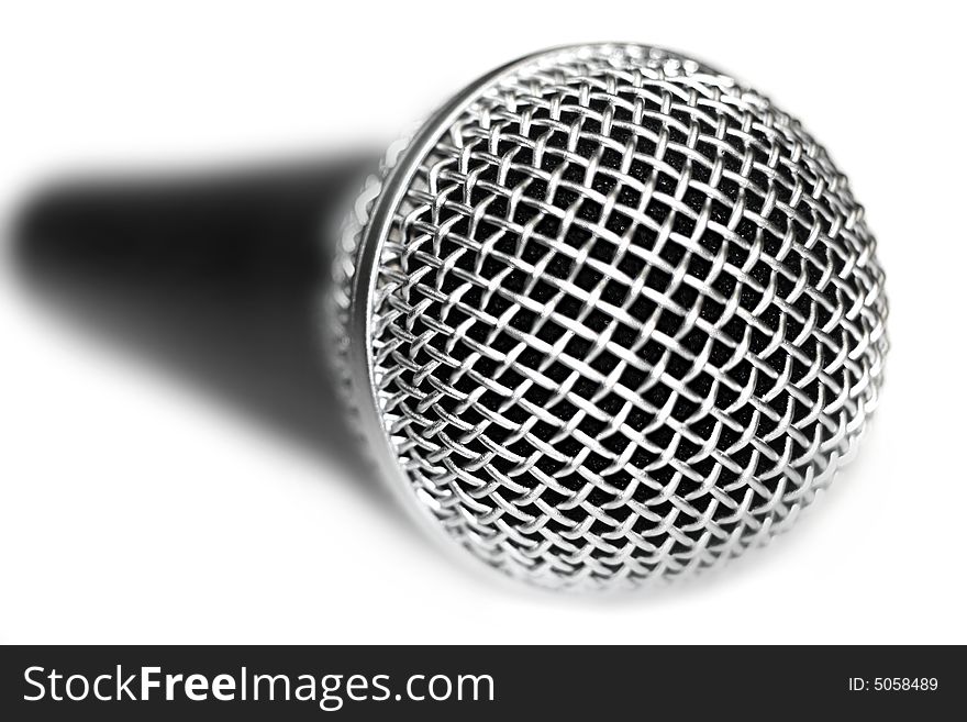 Photo of a microphone on a white background