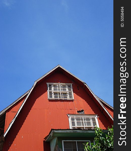 A very old house and beautiful blue sky