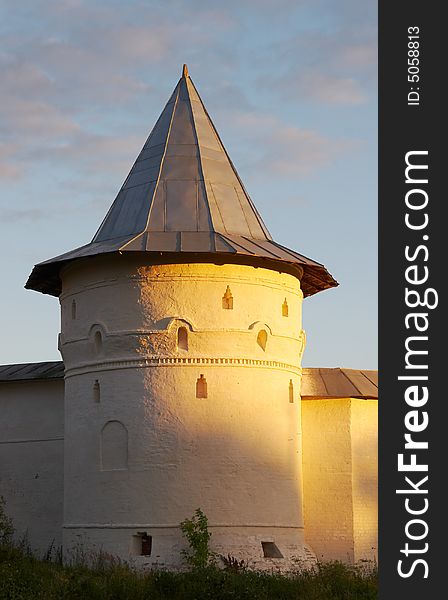 White Round Tower In The Evening