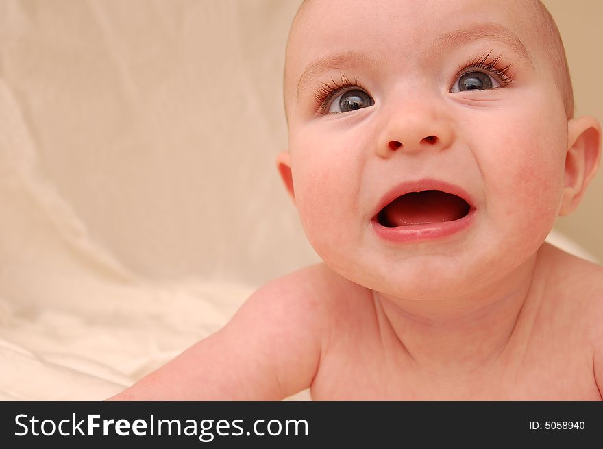 Whining baby on white background. Whining baby on white background