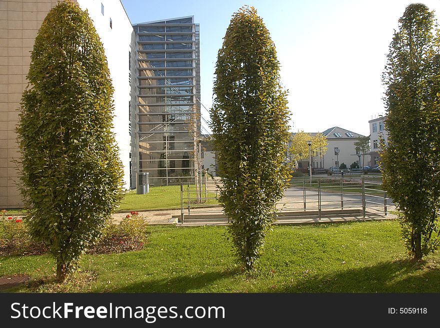 Modern architecture in summer light