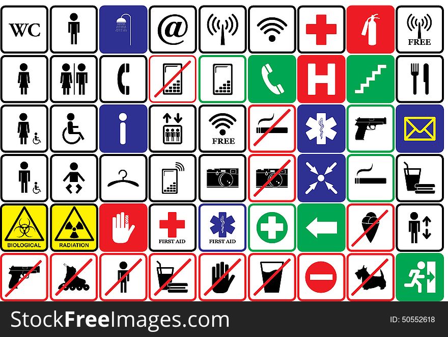 Vectors of public and network sign with white background, colorful line and thick frame. Vectors of public and network sign with white background, colorful line and thick frame.