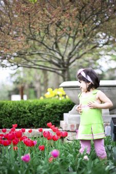 Girl In Flower Garden Stock Photography