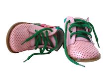 Pink Leather Baby S Boots. Royalty Free Stock Photos Pink Leather Baby S Boots. Royalty Free Stock Photos
