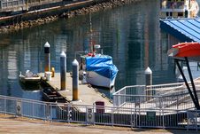 Boats Moored At Pier In Seattle Stock Image