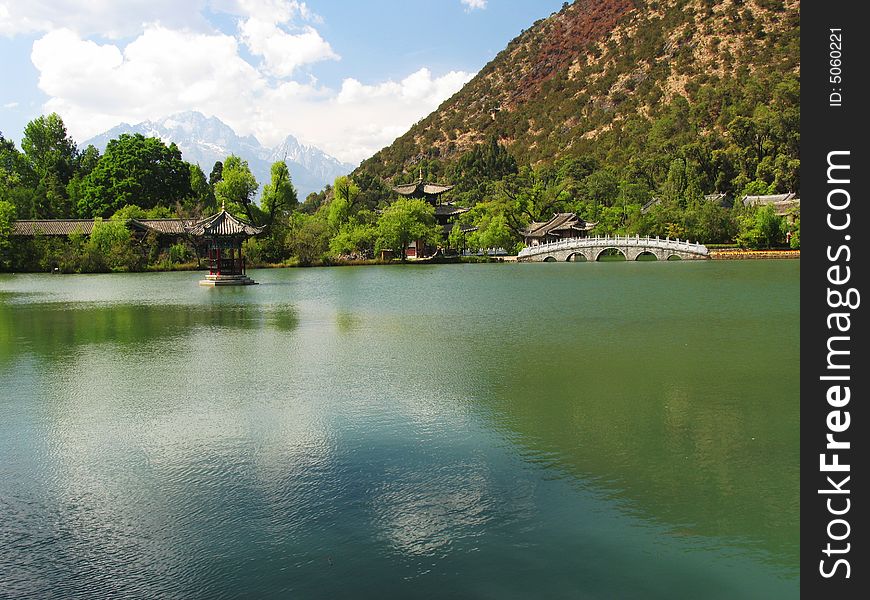 Quiet lake in lijiang city. Quiet lake in lijiang city