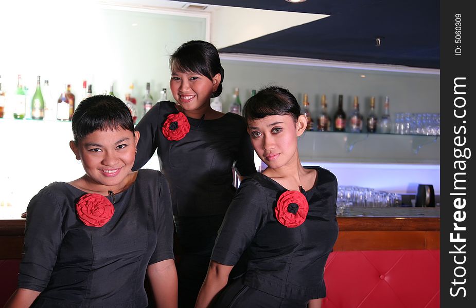 Three bar staff pose at work