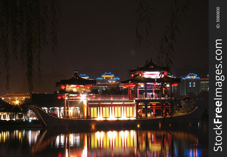 Boat In Tang Dynasty Lotus Garden