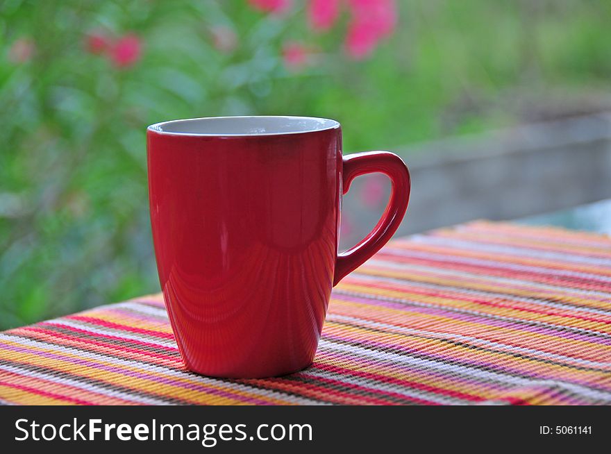 Colorful morning tea in the garden