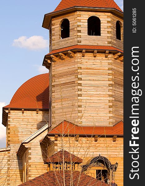 The russian wooden bell tower