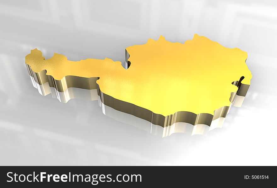 3d Golden Map Of Austria