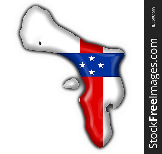 Bonarie Netherlands Antilles button flag map - 3d made