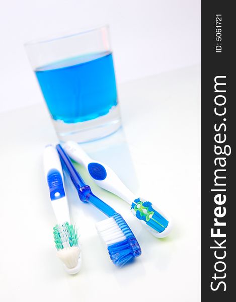 Dental products isolated against a white background. Dental products isolated against a white background