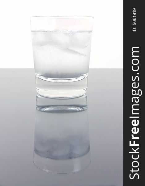 A glass of ice water