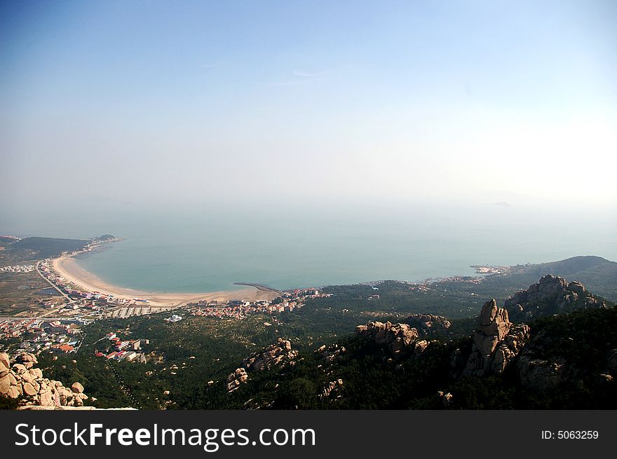 Resort nearby the gulf,looking from the top of a mountain