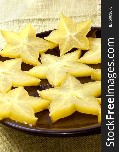 Chinese star fruit, also called carambola. Chinese star fruit, also called carambola