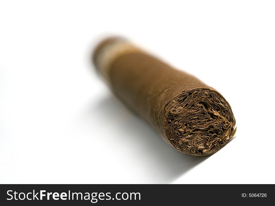 Macro of cuban cigars in white background