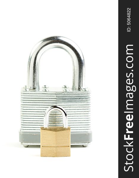 Pair of Padlocks isolated on a white background.