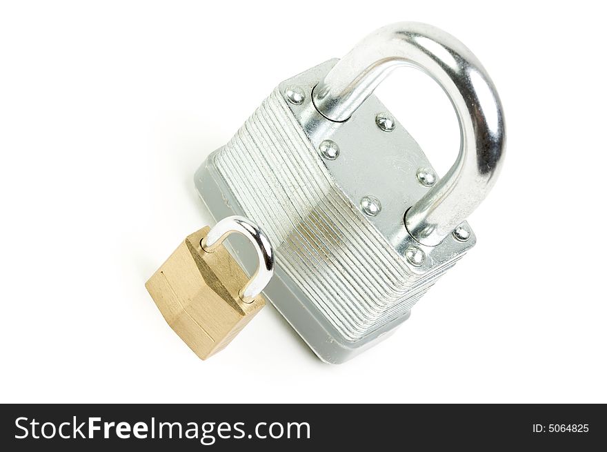 Pair of Padlocks isolated on a white background.