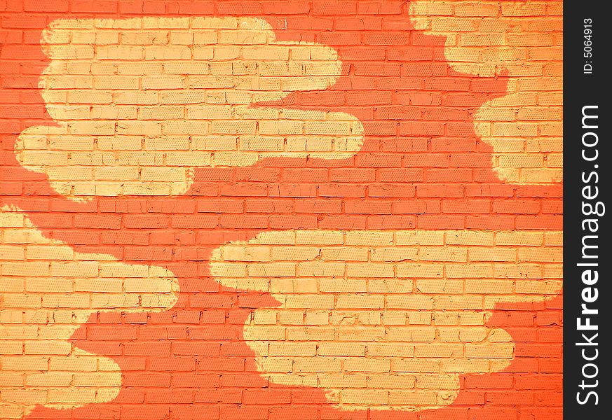 Brickwork background with yellow spots. Brickwork background with yellow spots