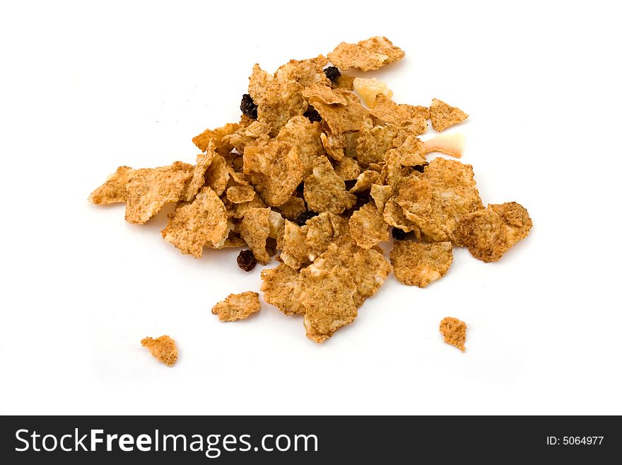 Heap of cornflakes isolated on whire