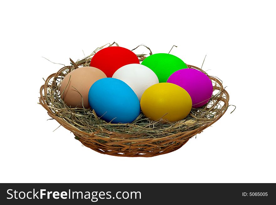 Eggs easter isolated horizontal basket. Eggs easter isolated horizontal basket