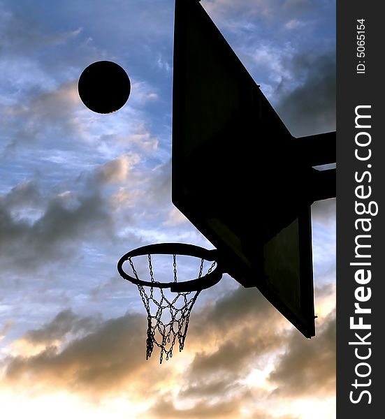 Basketball game under the blue sky