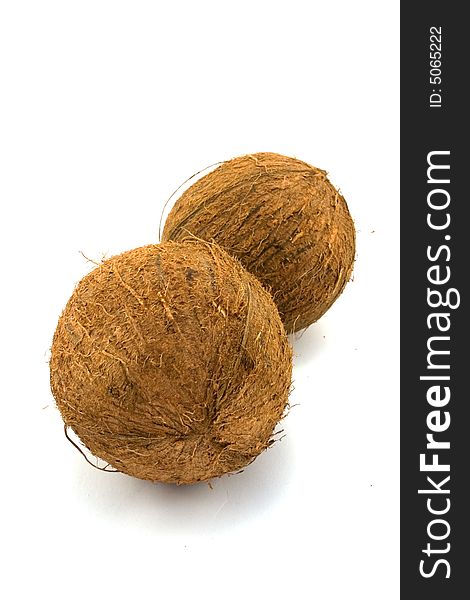 Two coconuts isolayed on white