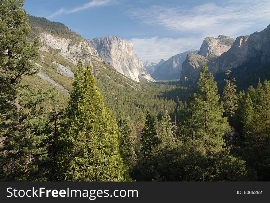 El Capitan and Yosemite valley taken from tunnel view