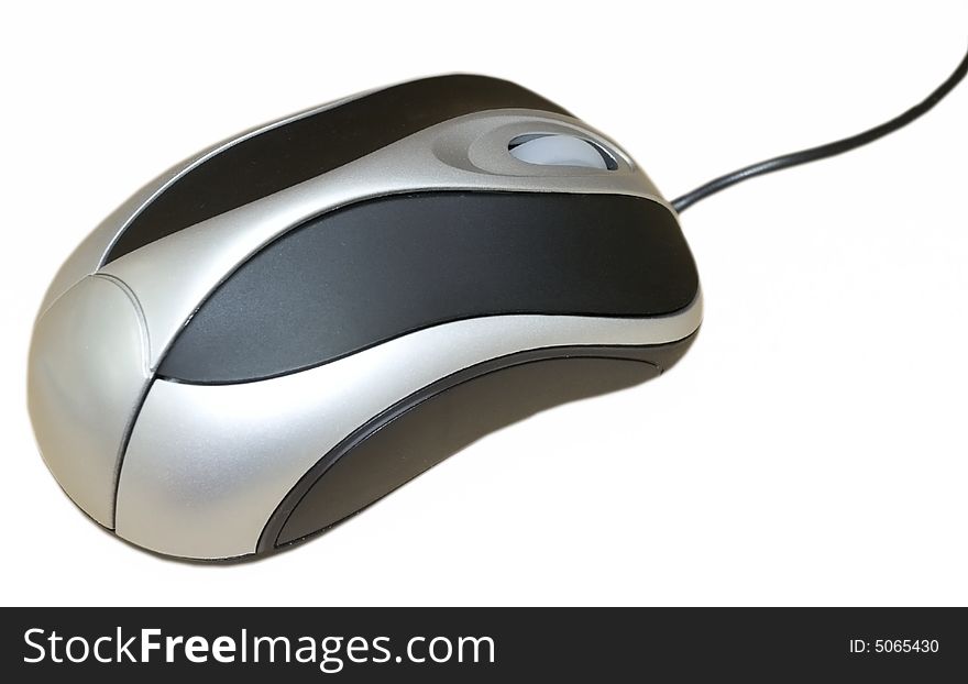 Mouse close-up with wire and scroll button