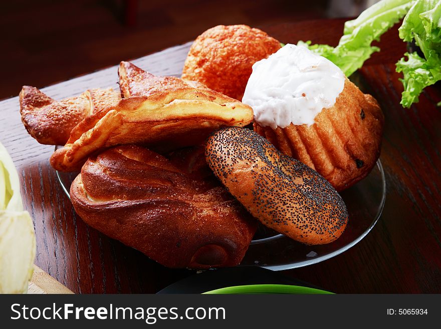 Bakery foodstuffs. Shot in a studio. Bakery foodstuffs. Shot in a studio.