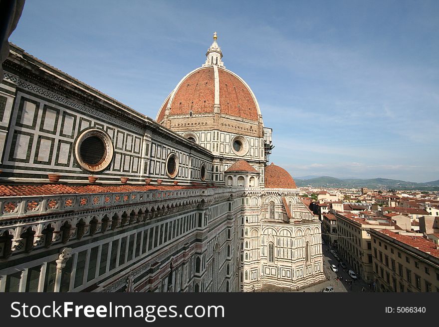 Giotto Tower's view of DUOMO in Florence Italy