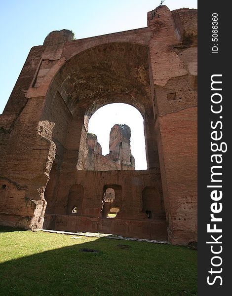 Arch of CaracallaÂ´s Baths Ruins at Rome Italy