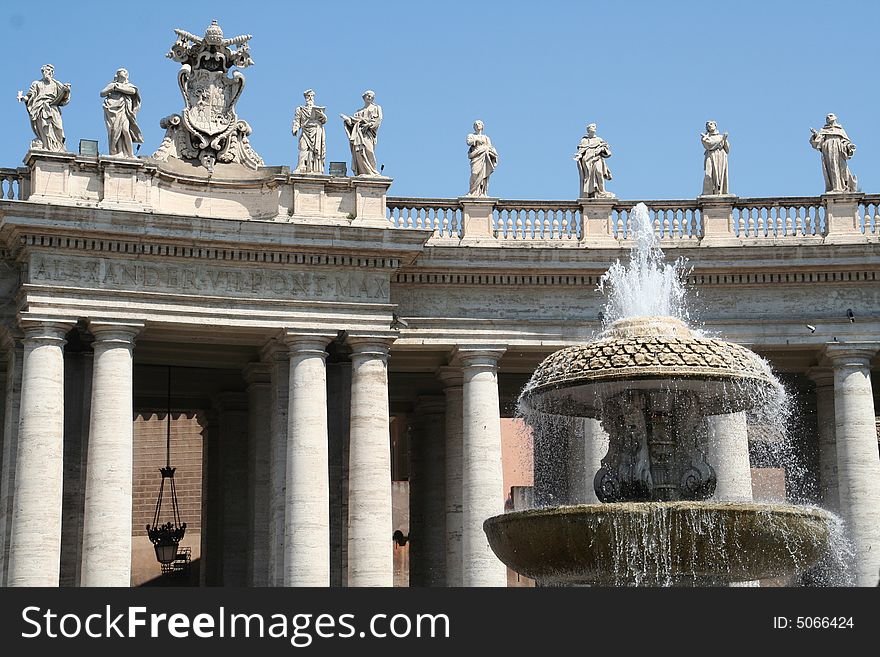 Vatican City architecture and sculptures in Rome, Italy