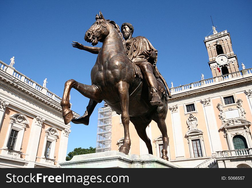 Equestrian Statue of Marcus Aurelius at Piazza del Campidoglio, Rome, Italy