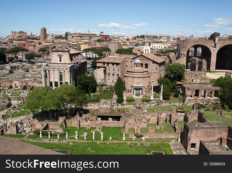 Roman Forum ruins at Rome, Italy