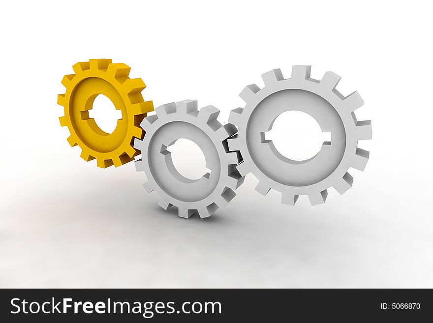 Isolated cogwheels - business network - illustration