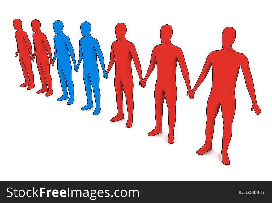 3d people - outsiders - isolated illustration - team