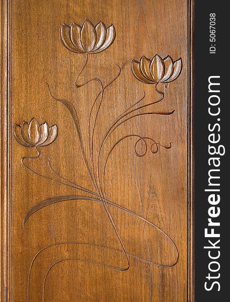 Art deco carving decoration at wooden case. Art deco carving decoration at wooden case