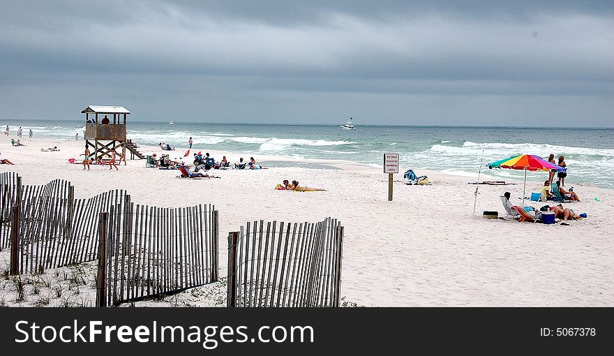 Photographed cloudy beach day on the gulf of mexico florida