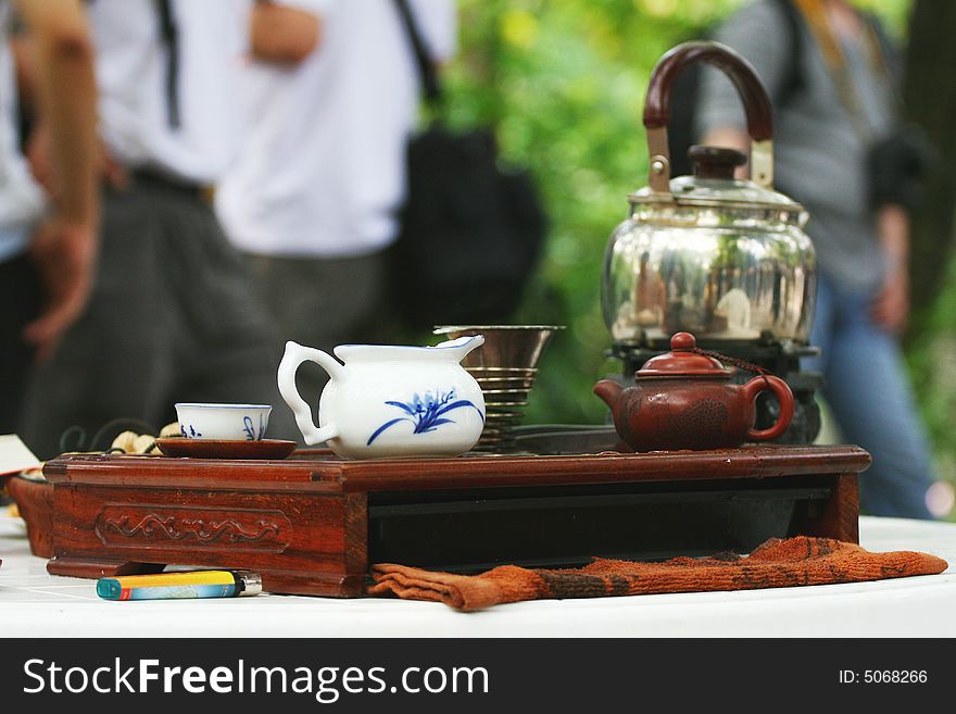 tea set in a tea bar.