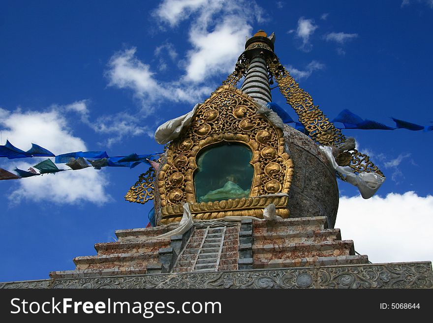 One of buddha pagoda in one island of Lugu lake, Ninglang county, Yunnan province, China. One of buddha pagoda in one island of Lugu lake, Ninglang county, Yunnan province, China.