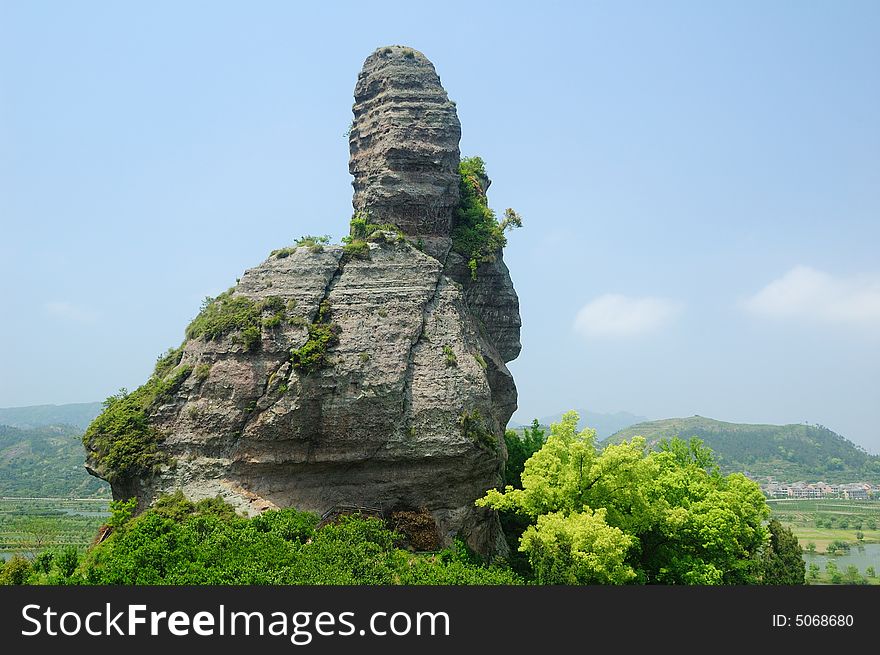 Volcanic sedimentary rock in the Linhai Geological Park,Zhejiang Province of China.