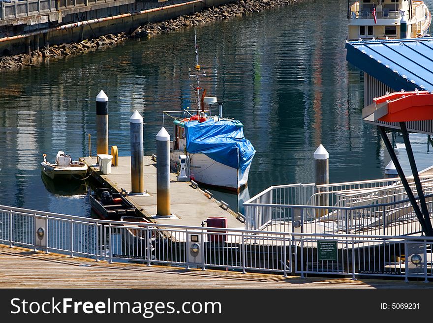 Boats Moored At Pier In Seattle