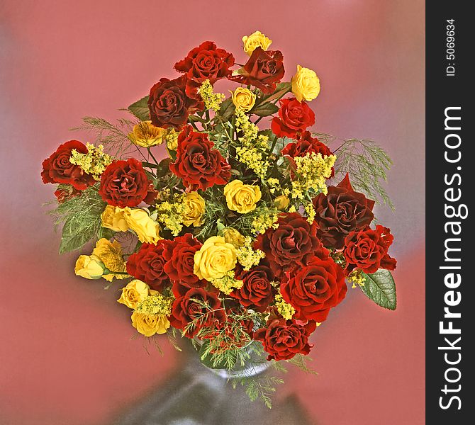 Still-life with a bunch of roses in vase