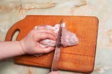 Cutting Meat, Bald-rib. Royalty Free Stock Images